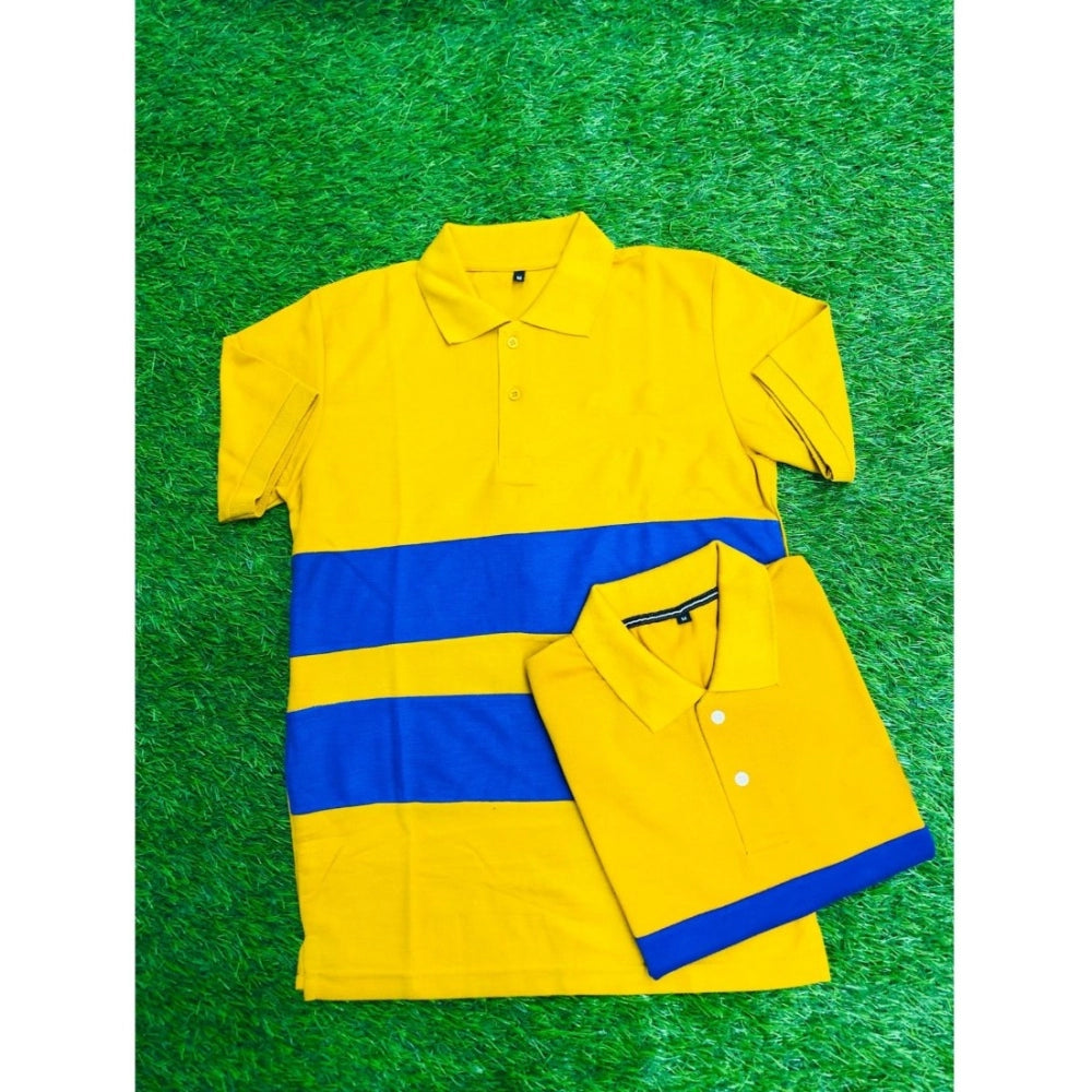 Generic Men's Casual Short Sleeves Cotton Polo Neck T-shirt (Mustard)