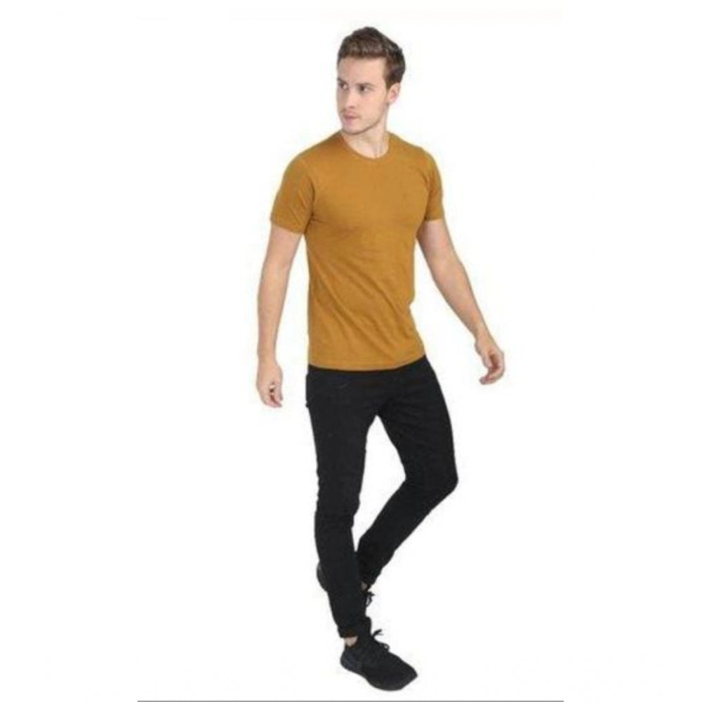 Generic Men's Casual Short Sleeves Cotton Round Neck T-shirt (Mustard)