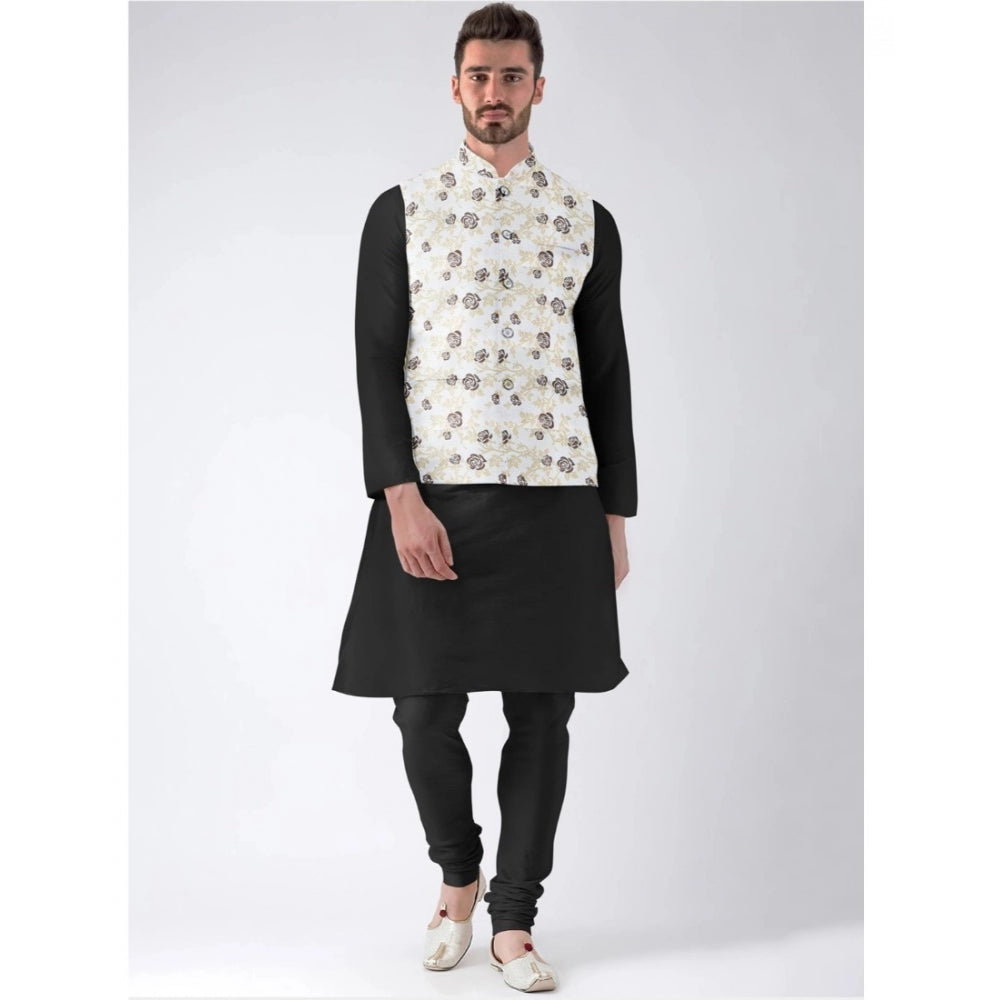 PKRKART Men's Jacquard Printed Full Sleeve Waistcoat (Beige)
