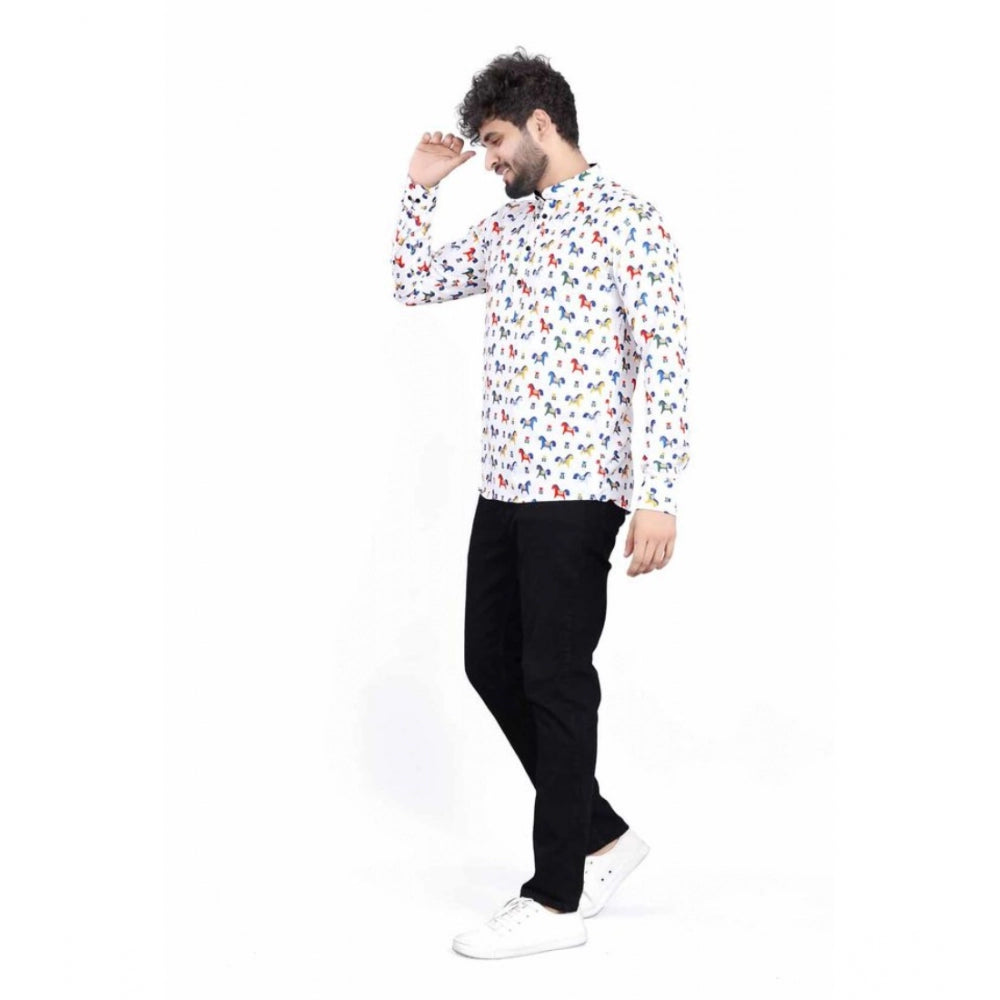 PKRKART Men's Cotton Blended Printed Full Sleeve Shortkurta (Multicolor)