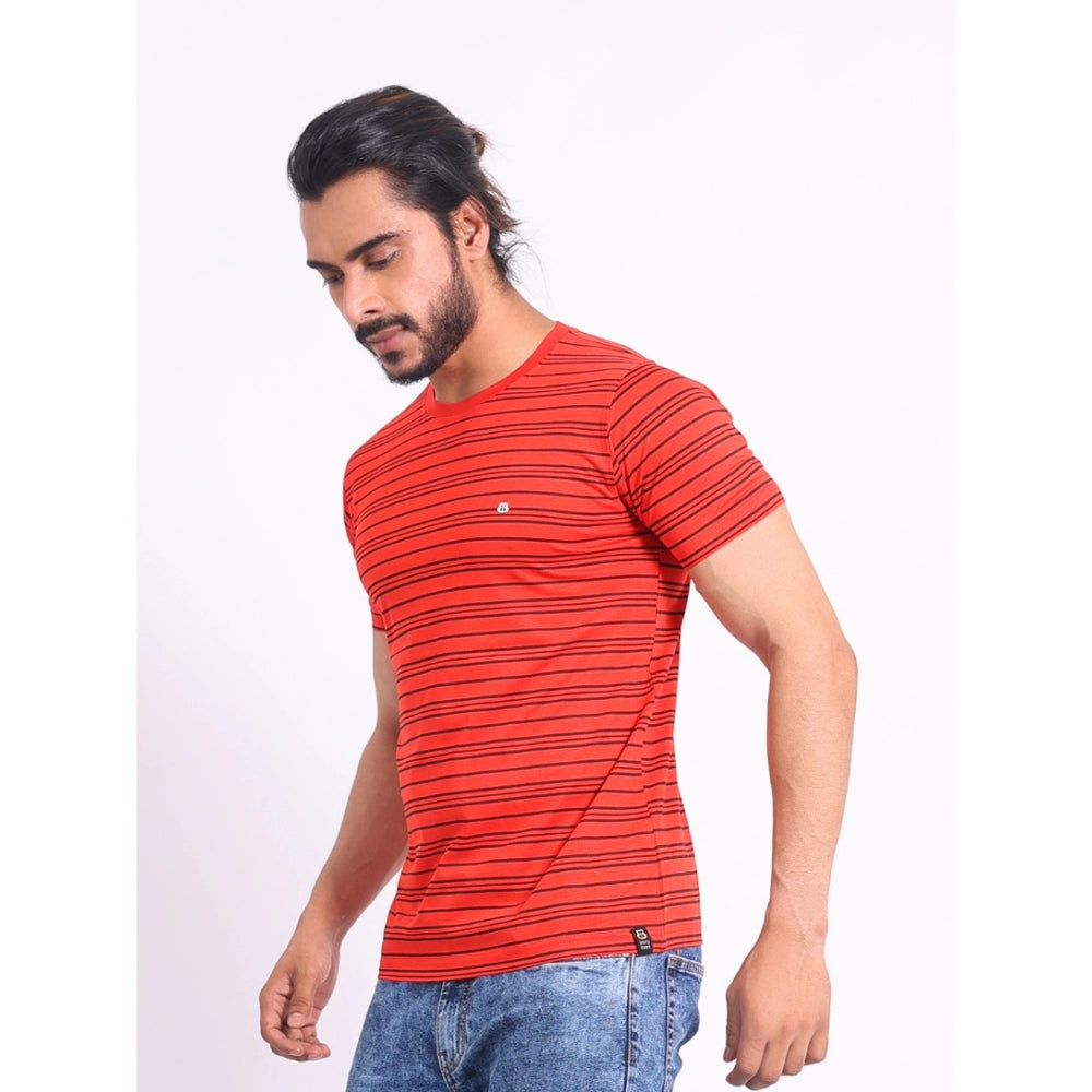 PKRKART Men's Casual Cotton Printed Round Neck Half Sleeve T-Shirt (Red)