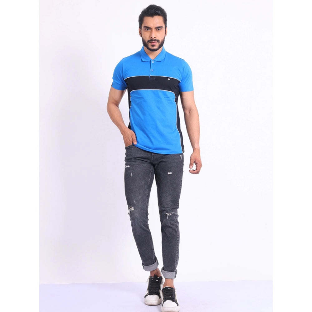 PKRKART Men's Casual Cotton Printed Polo Neck Half Sleeve T-Shirt (Inkblue)