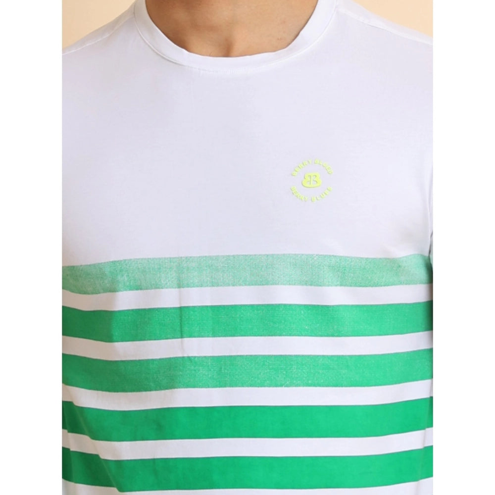 PKRKART Men's Casual Cotton Printed Round Neck Half Sleeve T-Shirt (Green)