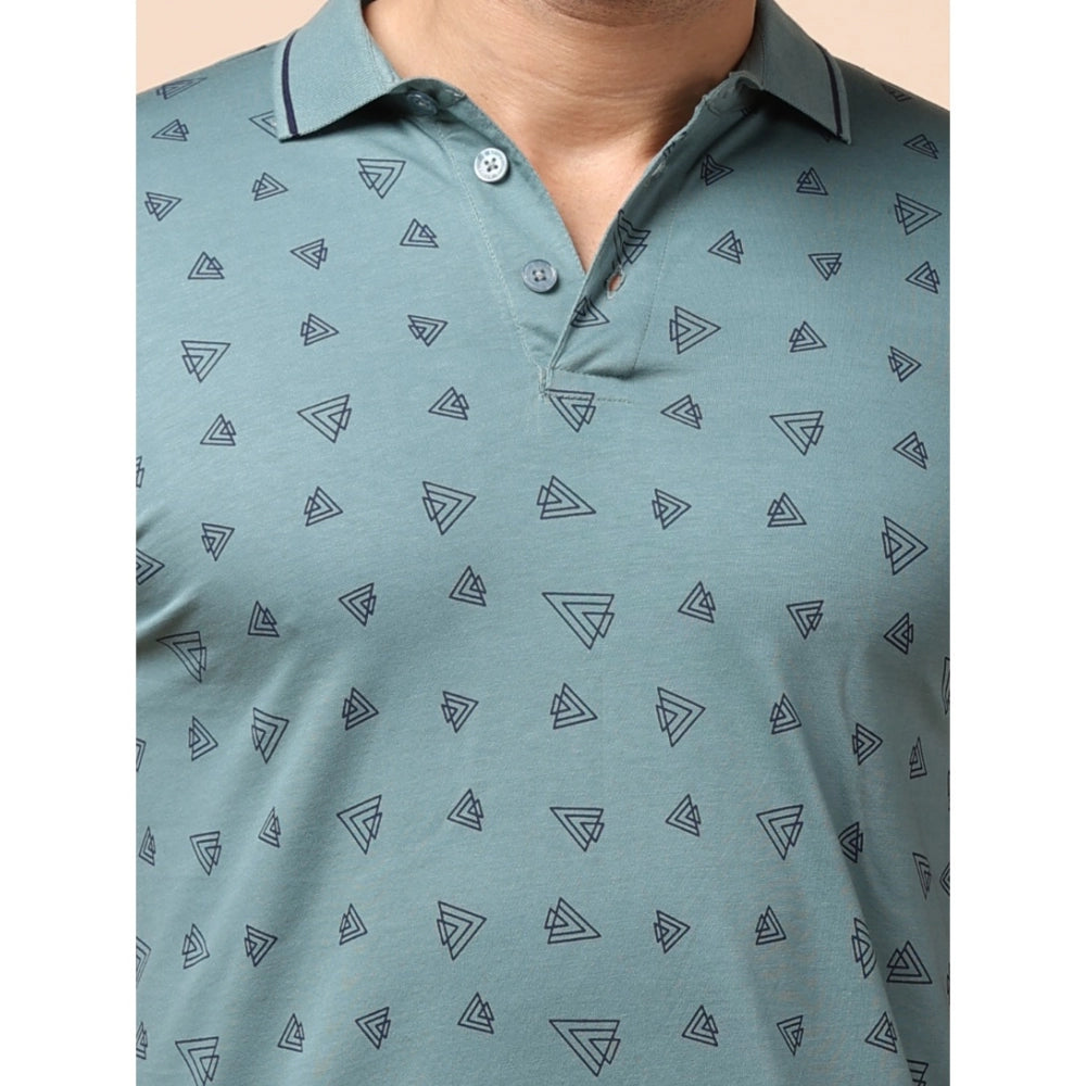 PKRKART Men's Casual Cotton Printed Polo Neck Half Sleeve T-Shirt (Grey)