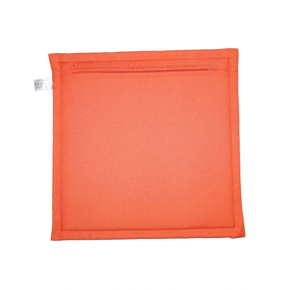 PKR Kart Pack Of_4 Polyester Solid Chairpads (Orange, Size: 16x16 In)
