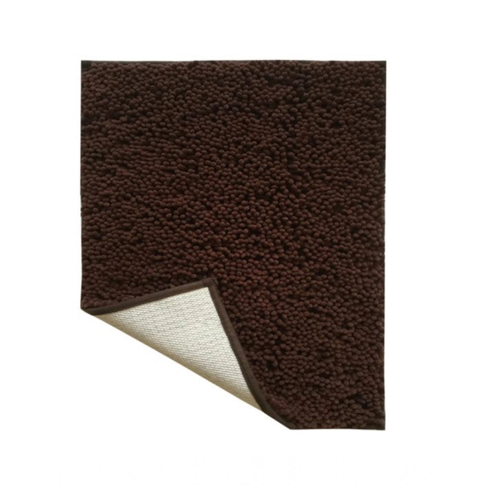PKR Kart Polyester Knitted Bathmats Sets (Dark Brown, Size: 20x30 In)