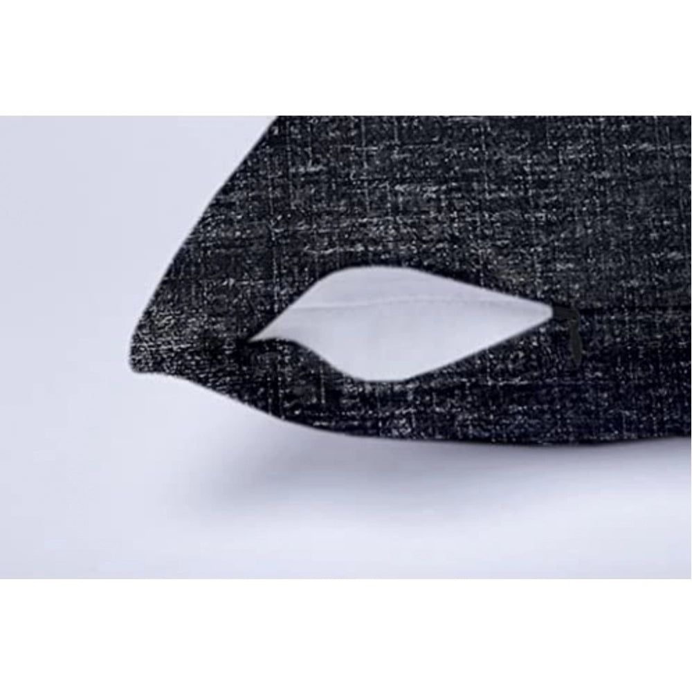 PKR Kart Pack Of_2 Chenille Checkered Cushion Covers (Black, Size: 18x18 In)