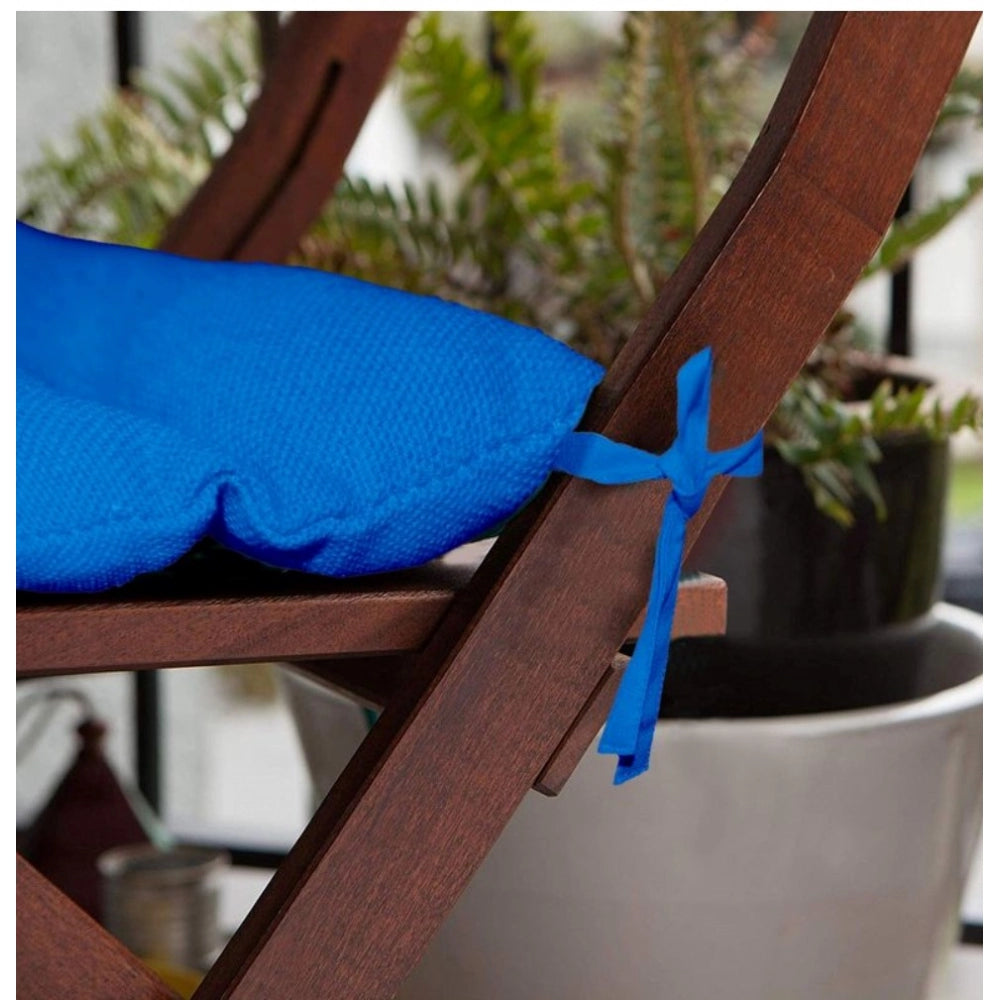 PKR Kart Pack Of_2 Cotton Blended Solid Chair Cushions (Blue, Size: 16x16 In)