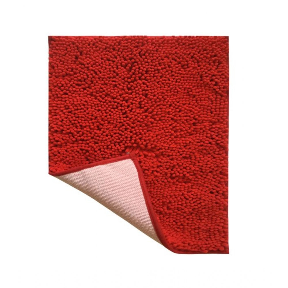 PKR Kart Polyester Knitted Bathmats Sets (Red, Size: 20x30 In)