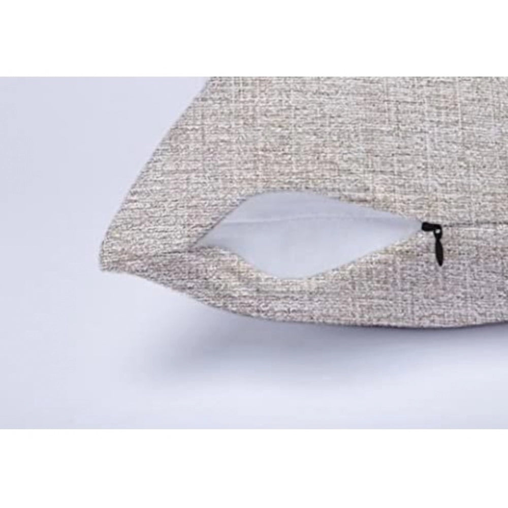 PKR Kart Pack Of_2 Chenille Checkered Cushion Covers (Cream Sand, Size: 16x16 In)