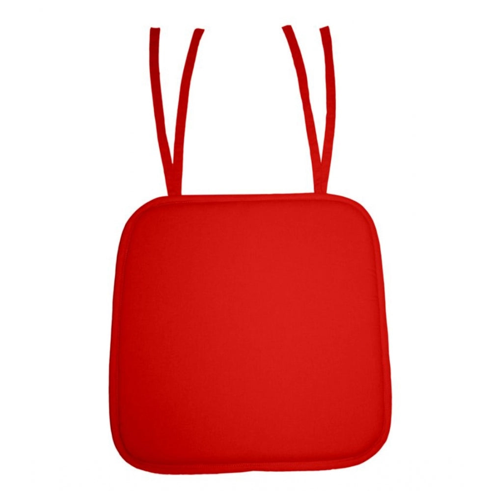 PKR Kart Pack Of_4 Cotton Blended Solid Chairpads (Orange, Size: 15x15 In)