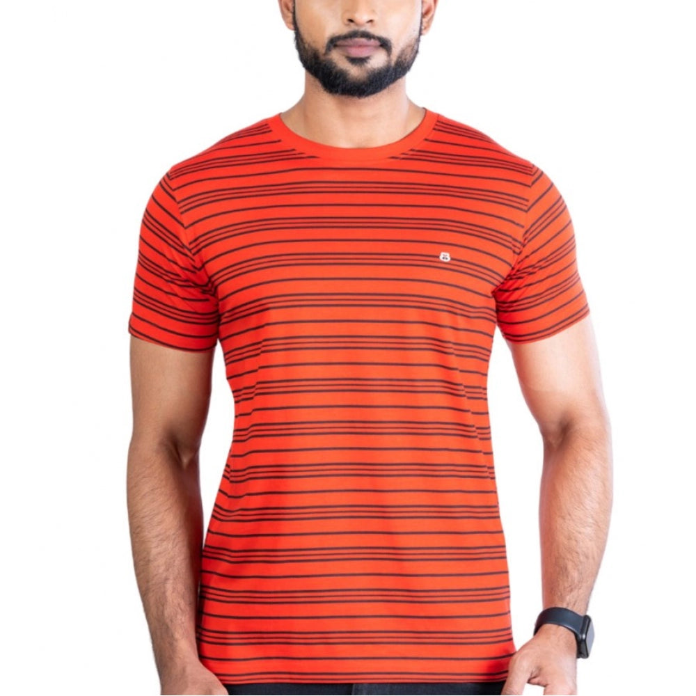 PKRKART Men's Casual Cotton Printed Round Neck Half Sleeve T-Shirt (Red)