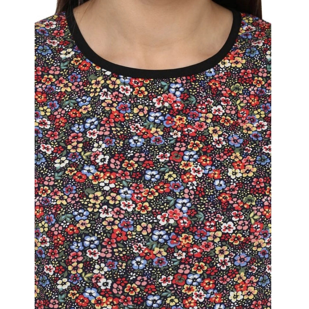 PKRKART Women's Polyester Printed Sleeveless Knee-Length Dress (Multicolor)