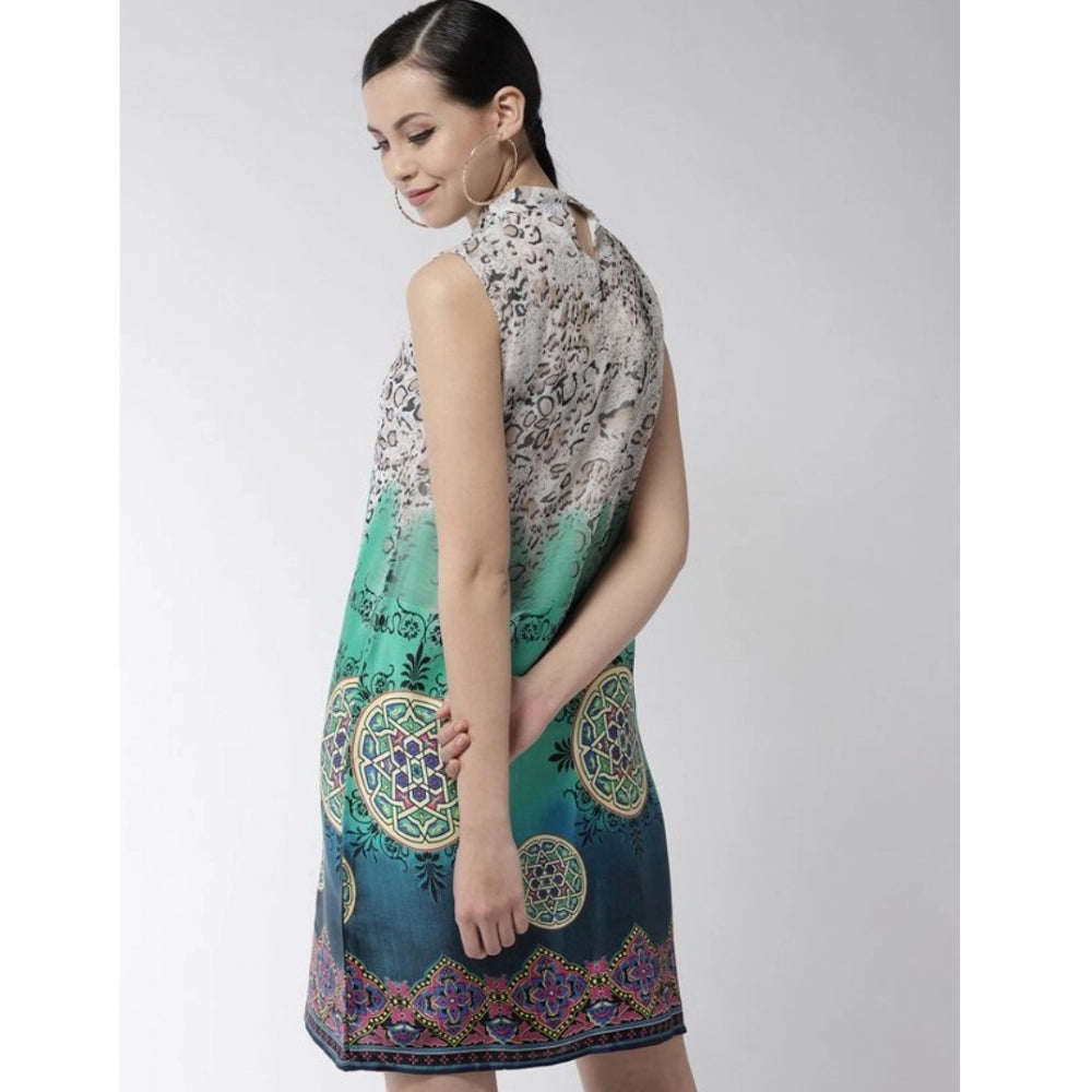 PKRKART Women's Polyester Printed Sleeveless Above Knee Dress (Multicolor)