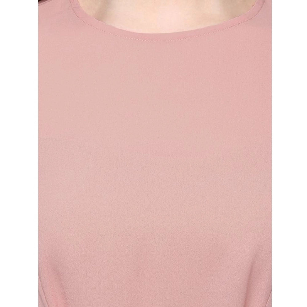 PKRKART Women's Polyester Solid Long Sleeves Regular Top (Pink)