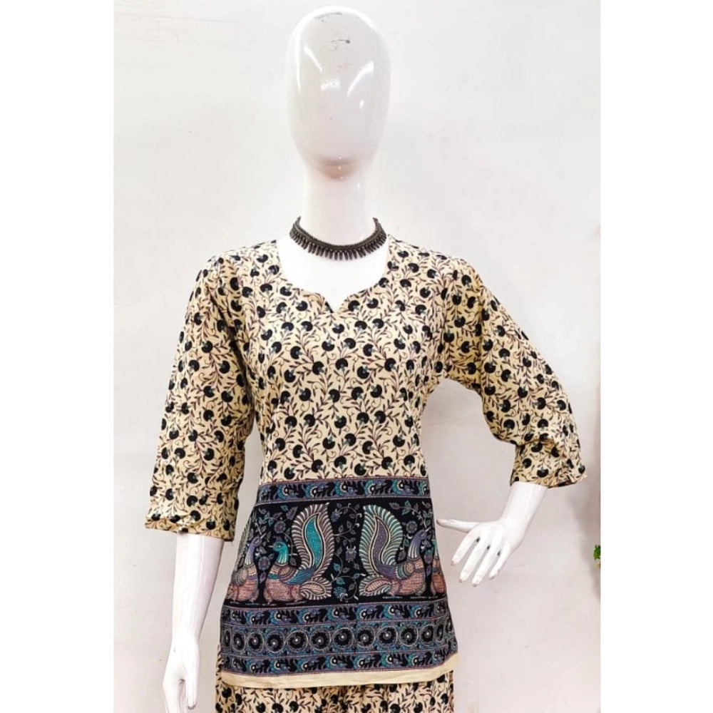 PKRKART Women's Cotton Jaipuri Printed 3-4th Sleeve Co ord Set (Multicolor)