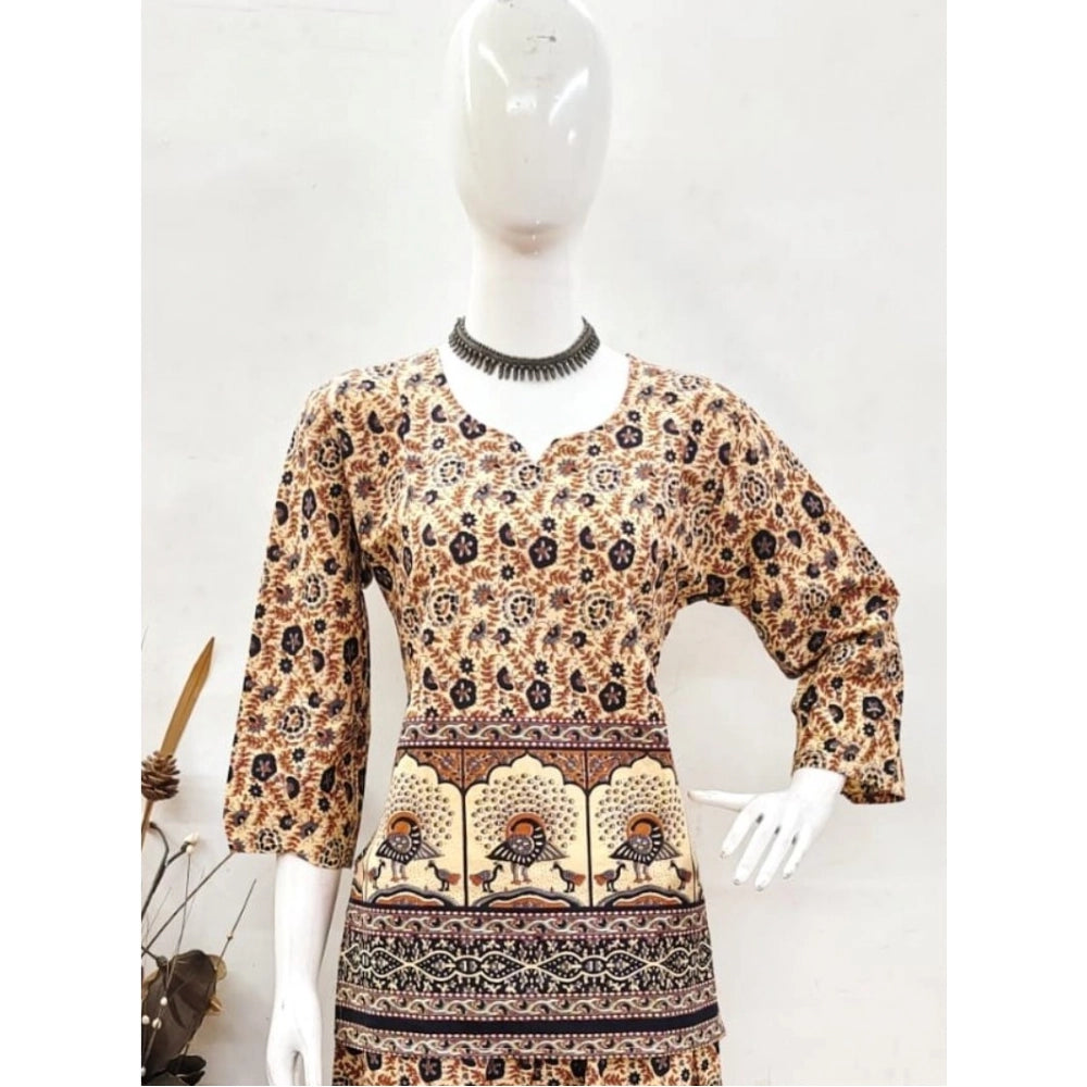 PKRKART Women's Cotton Jaipuri Printed 3-4th Sleeve Co ord Set (Multicolor)