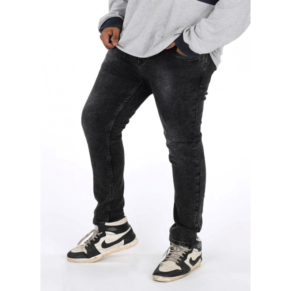 PKRKART Men's Cotton Blended Solid Plus Size Jeans (Grey)