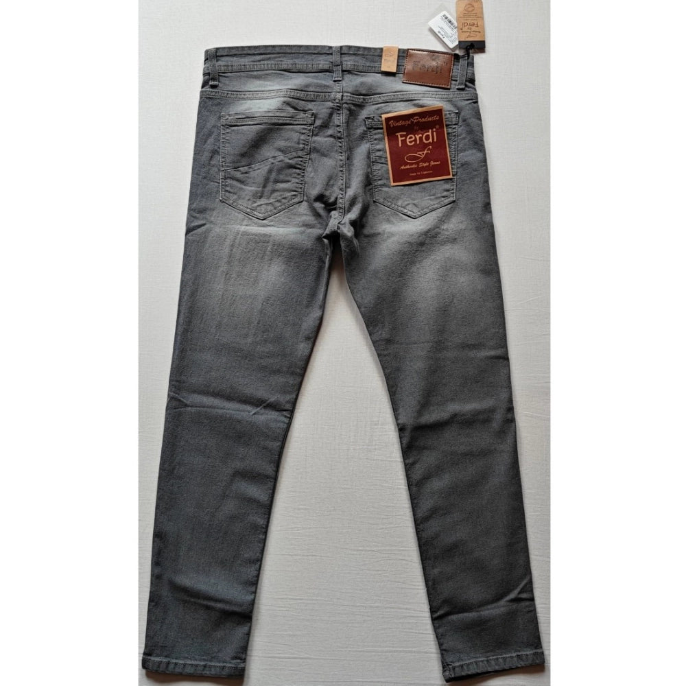 PKRKART Men's Cotton Blended Solid Tapered Jeans (Grey)