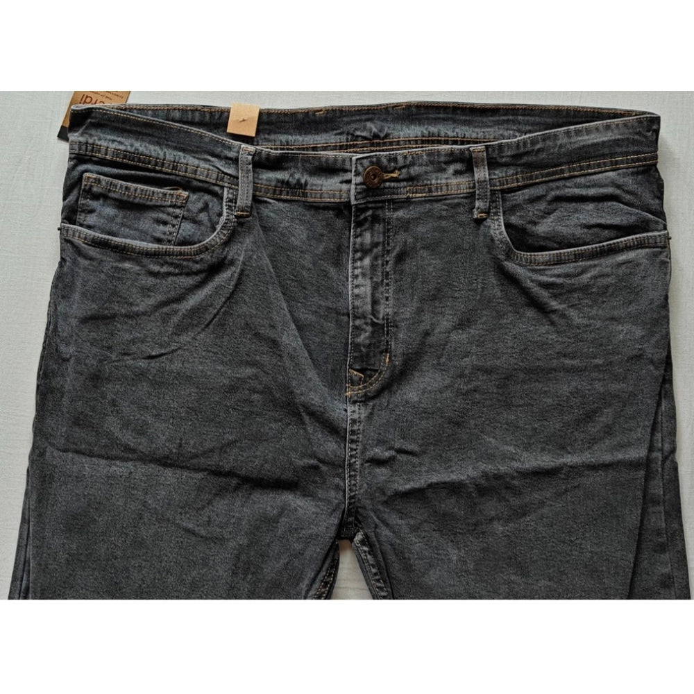 PKRKART Men's Cotton Blended Solid Plus Size Jeans (Dark Grey)
