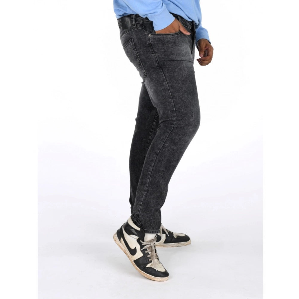 PKRKART Men's Cotton Blended Solid Plus Size Jeans (Grey)
