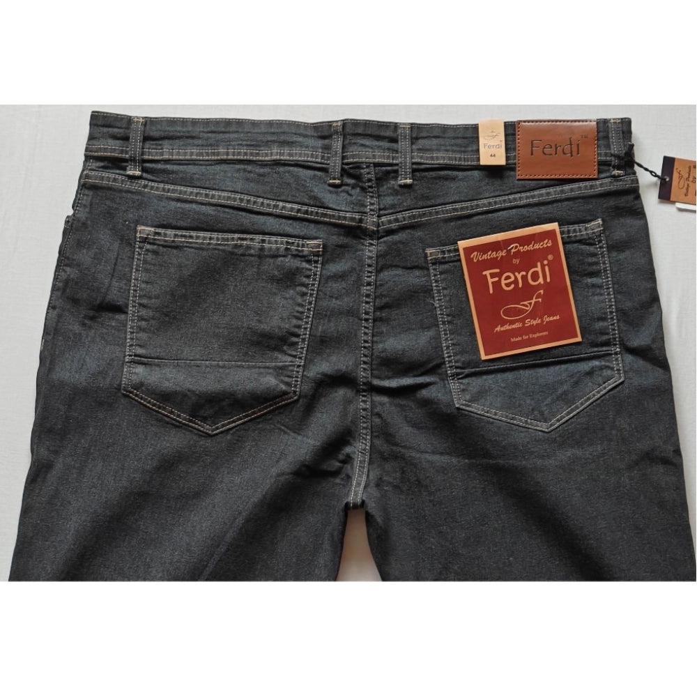 PKRKART Men's Cotton Blended Solid Plus Size Jeans (Dark Grey)
