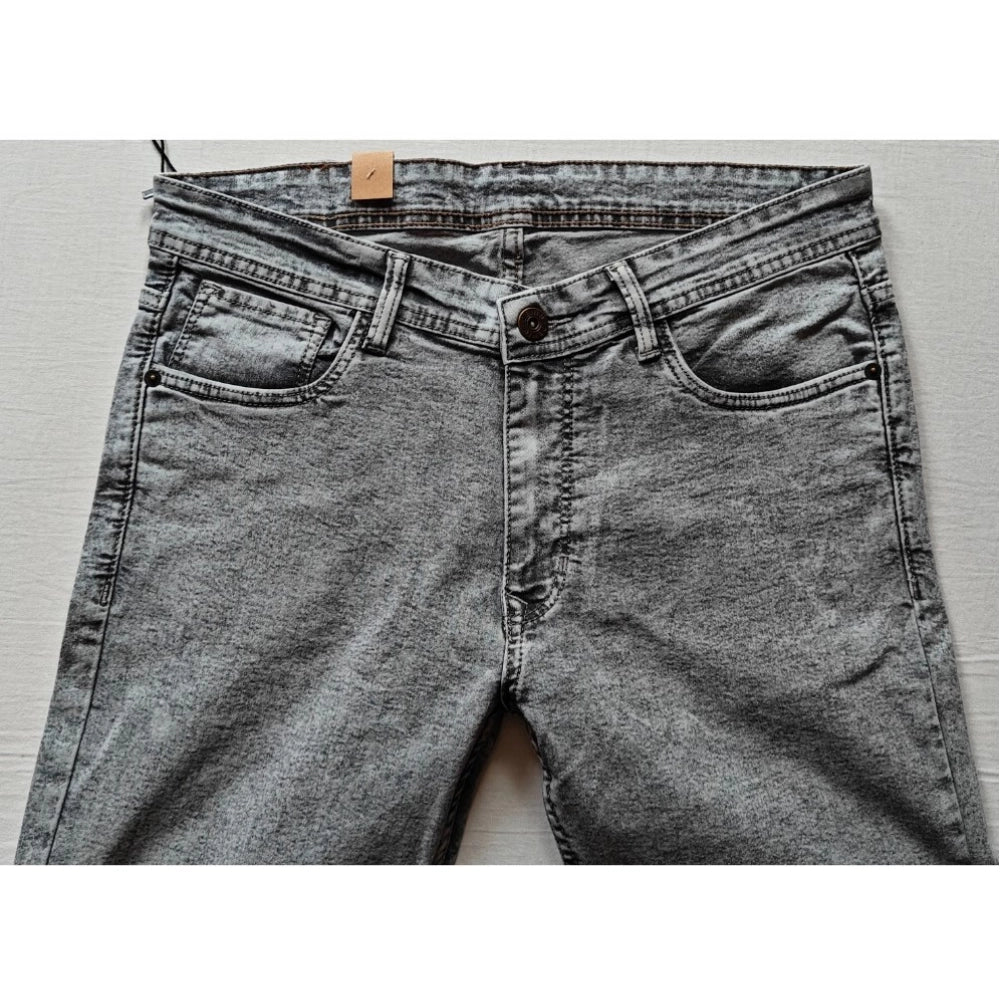 PKRKART Men's Cotton Blended Solid Tapered Jeans (Grey)