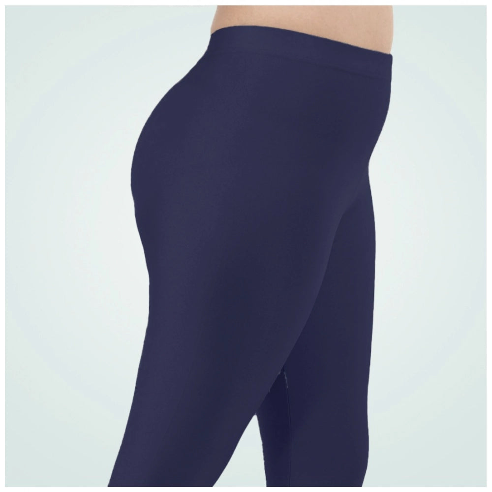 PKRKART Women's Cotton Blended Solid Shimmer Ankle leggings (Navy Blue)