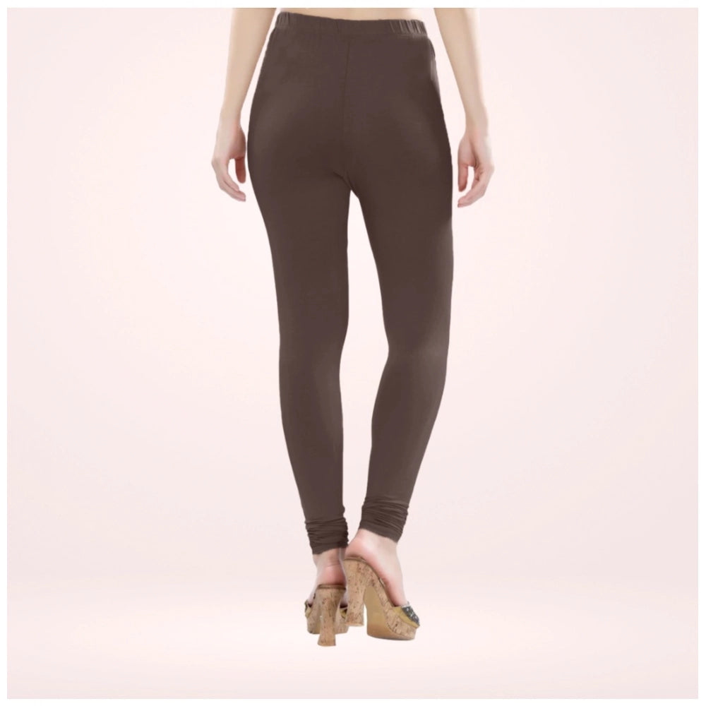PKRKART Women's Cotton Blended Solid Churidar leggings (Brown)