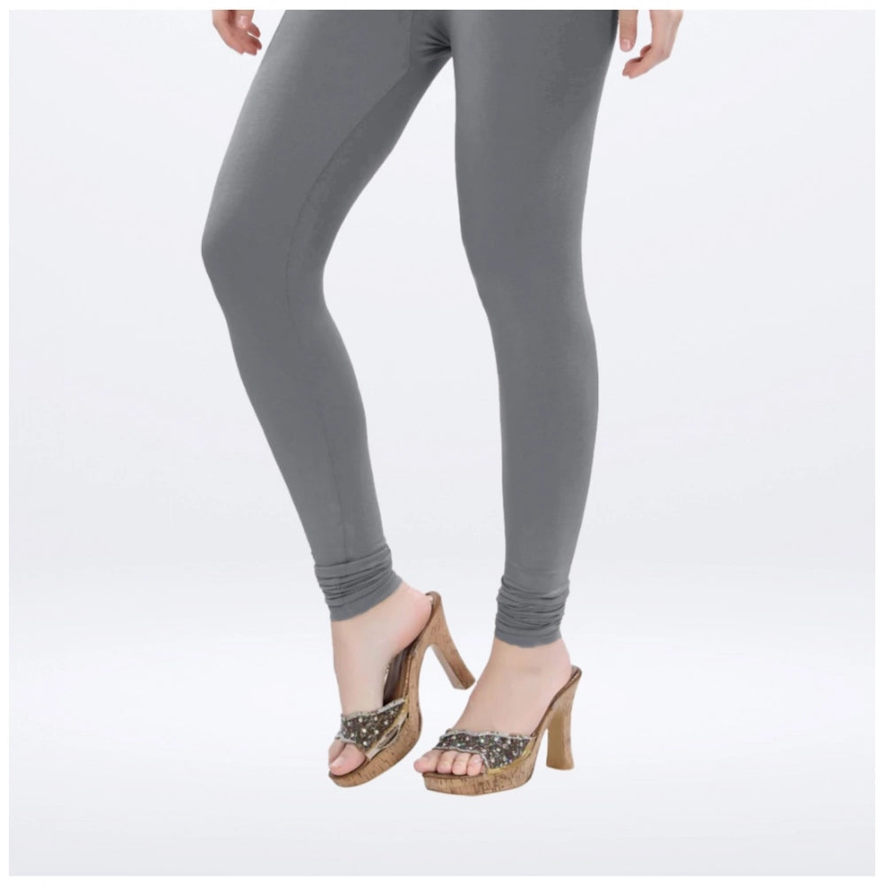 PKRKART Women's Cotton Blended Solid Churidar leggings (Silver Gray)