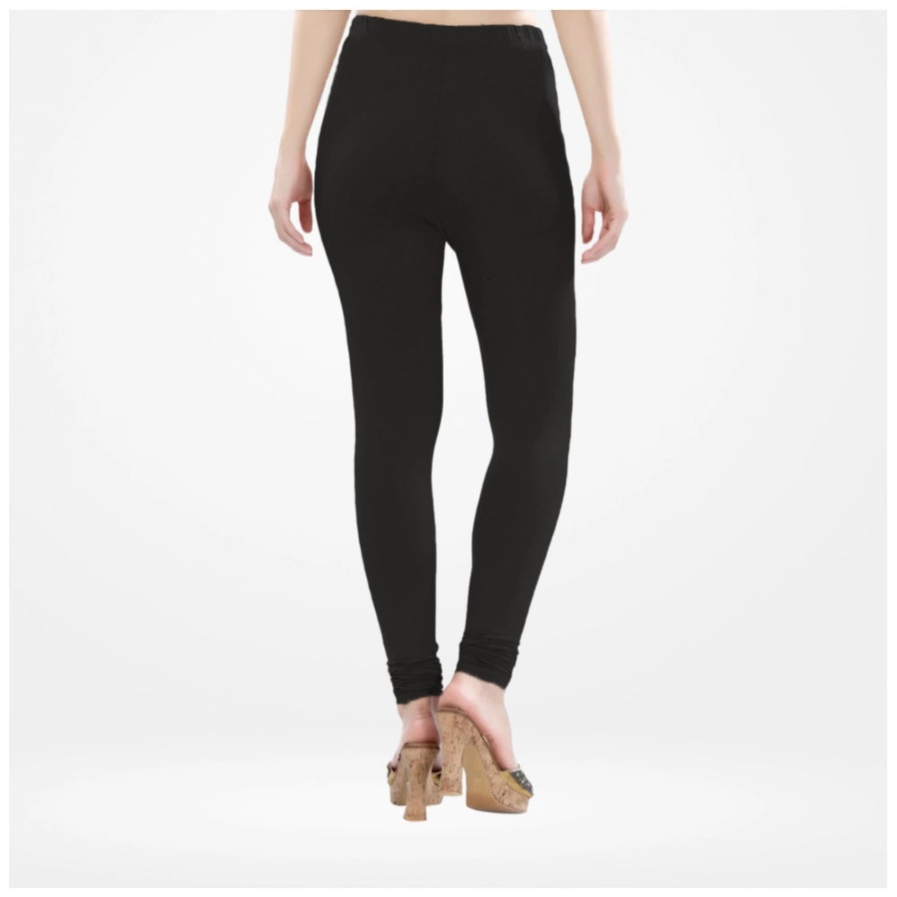 PKRKART Women's Cotton Blended Solid Churidar leggings (Black)
