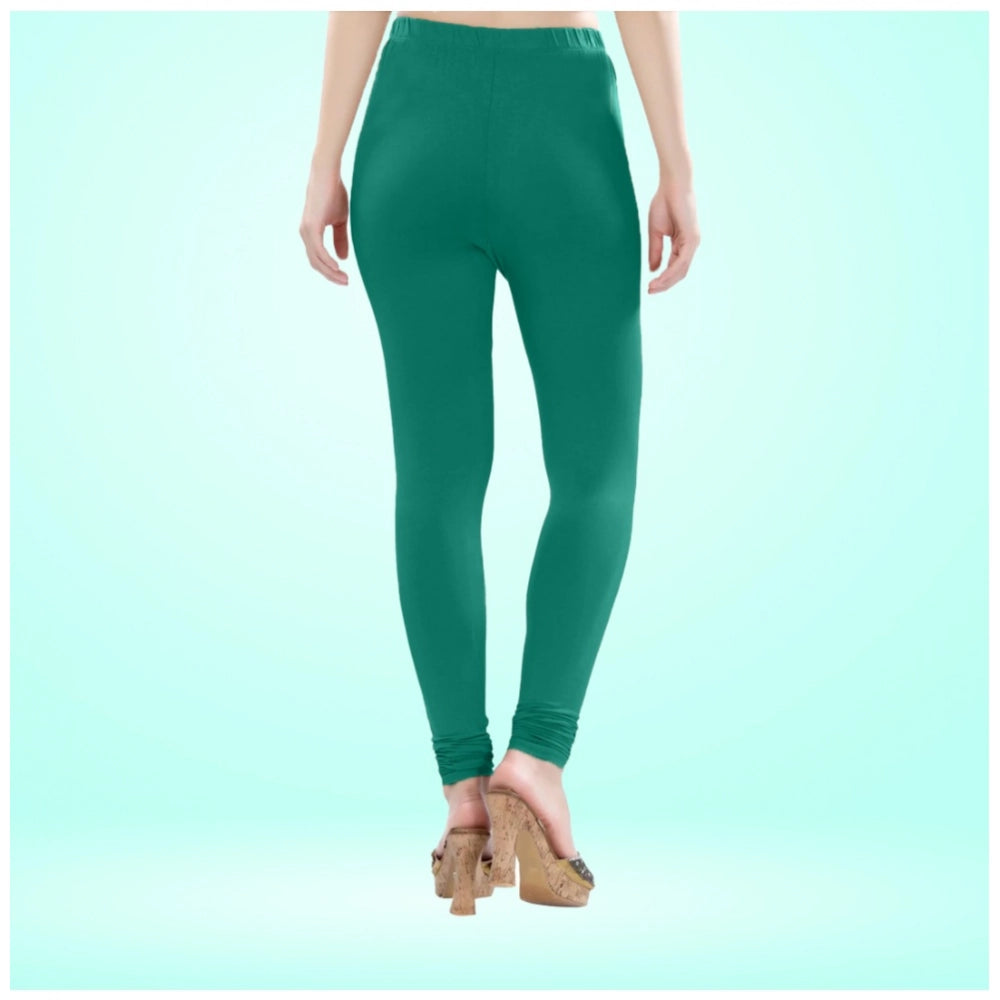 PKRKART Women's Cotton Blended Solid Churidar leggings (Rama Green)