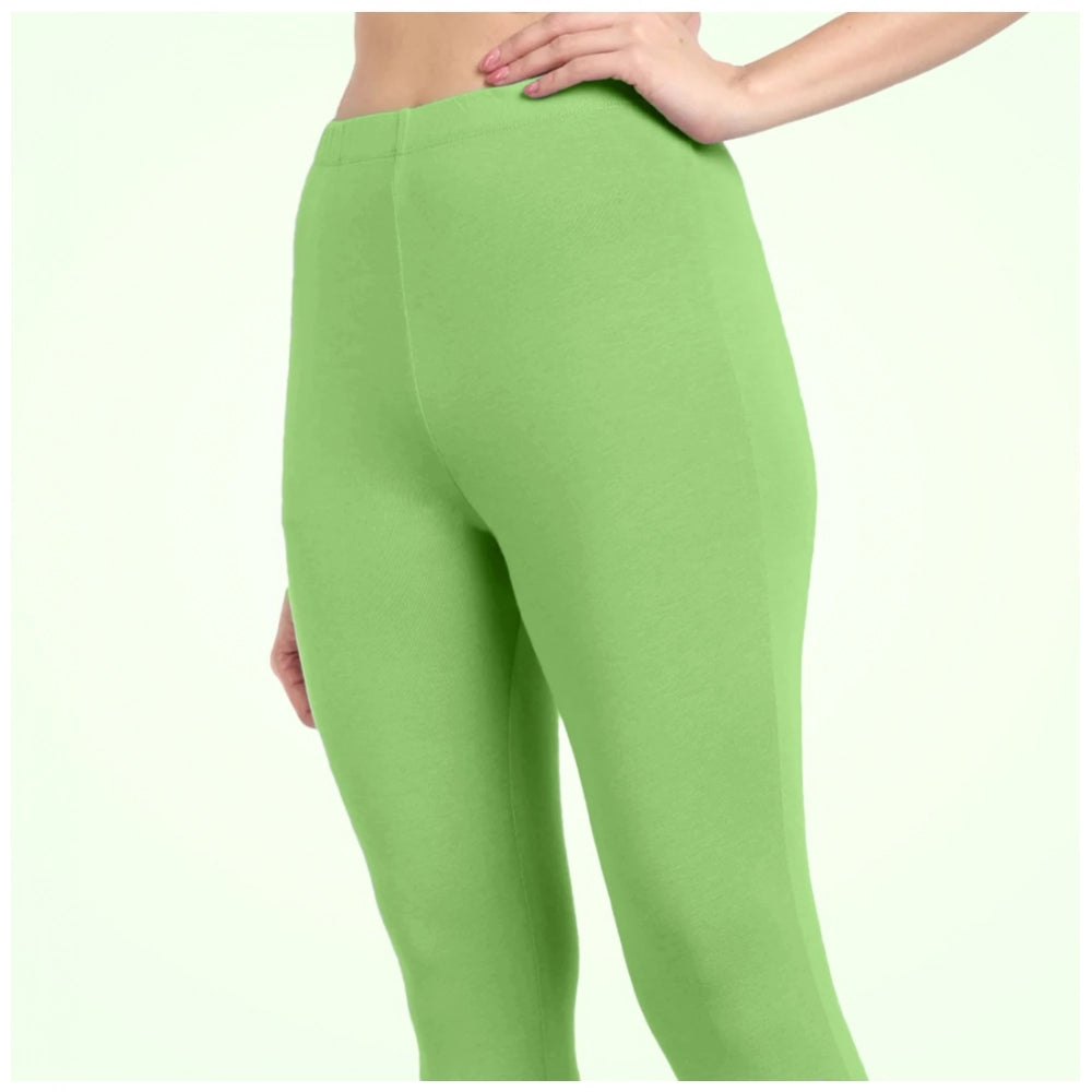 PKRKART Women's Cotton Blended Solid Ankle legging (Pista Green)