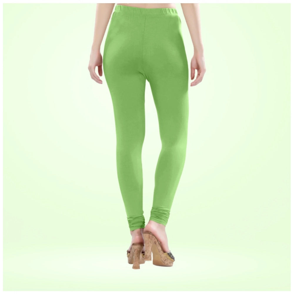 PKRKART Women's Cotton Blended Solid Churidar leggings (Pista Green)