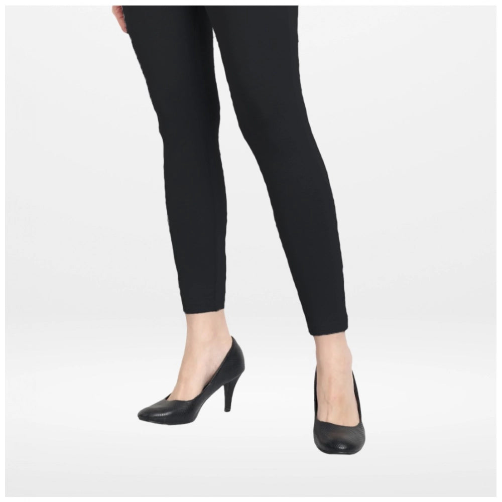 PKRKART Women's Cotton Blended Solid Ankle legging (Black)