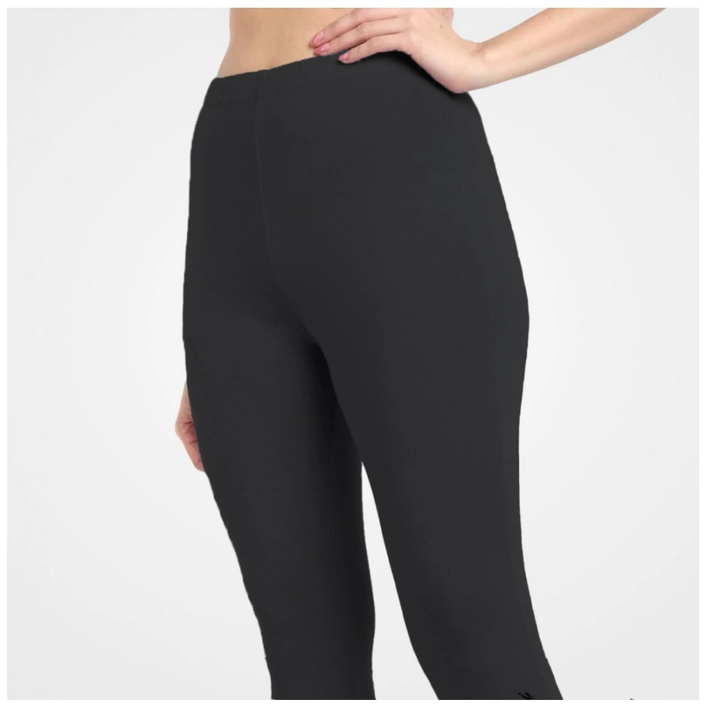 PKRKART Women's Cotton Blended Solid Ankle legging (Black)