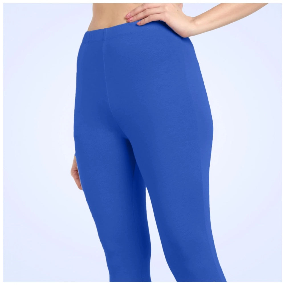 PKRKART Women's Cotton Blended Solid Ankle legging (Royal Blue)