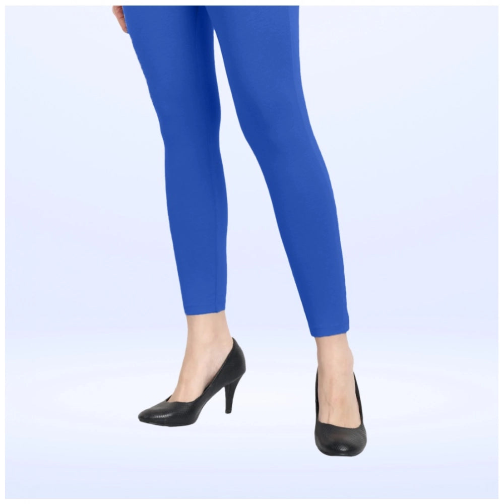 PKRKART Women's Cotton Blended Solid Ankle legging (Royal Blue)