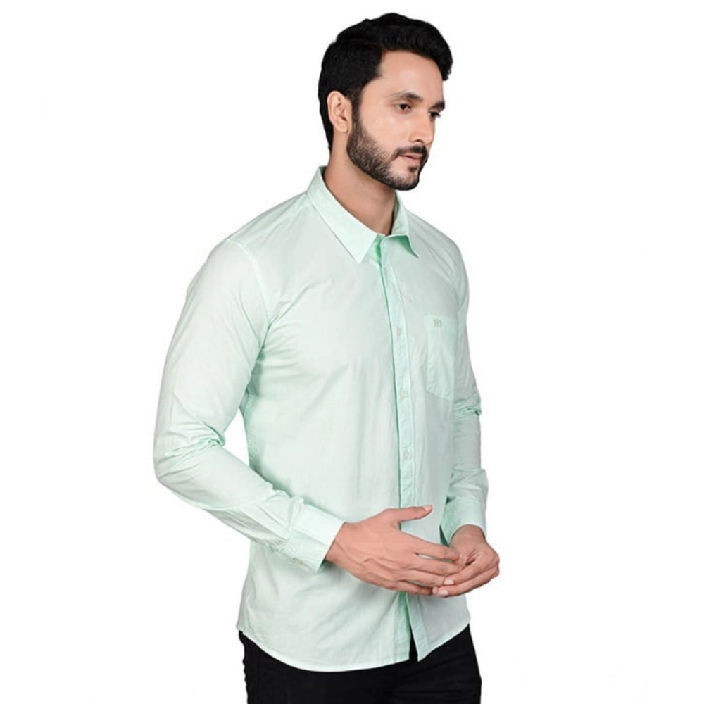 PKRKART Men's Casual Cotton Full Sleeve Solid Shirt (Sea Green)