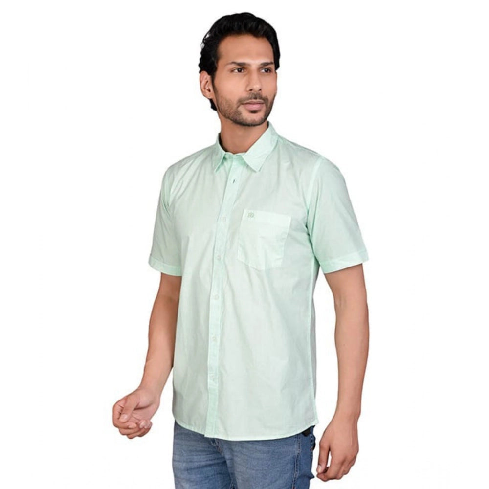 PKRKART Men's Casual Cotton Half Sleeve Solid Shirt (Sea Green)