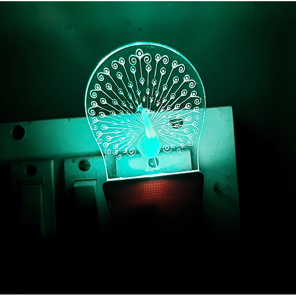 PKR Kart Classic Peacock AC Adapter Night Lamp
