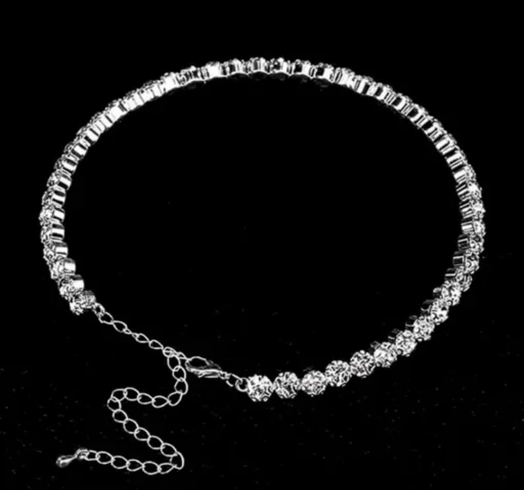 Dimond choker silver necklace for women and girls