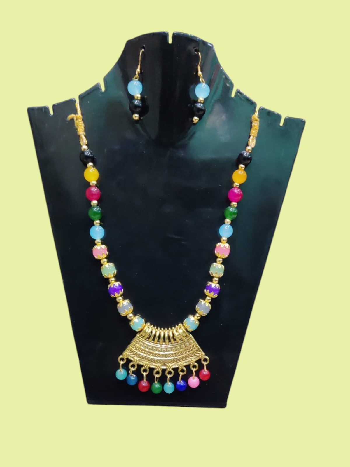 Multi colour Long oxidised necklace golden oxidised jewellery set for women and girls