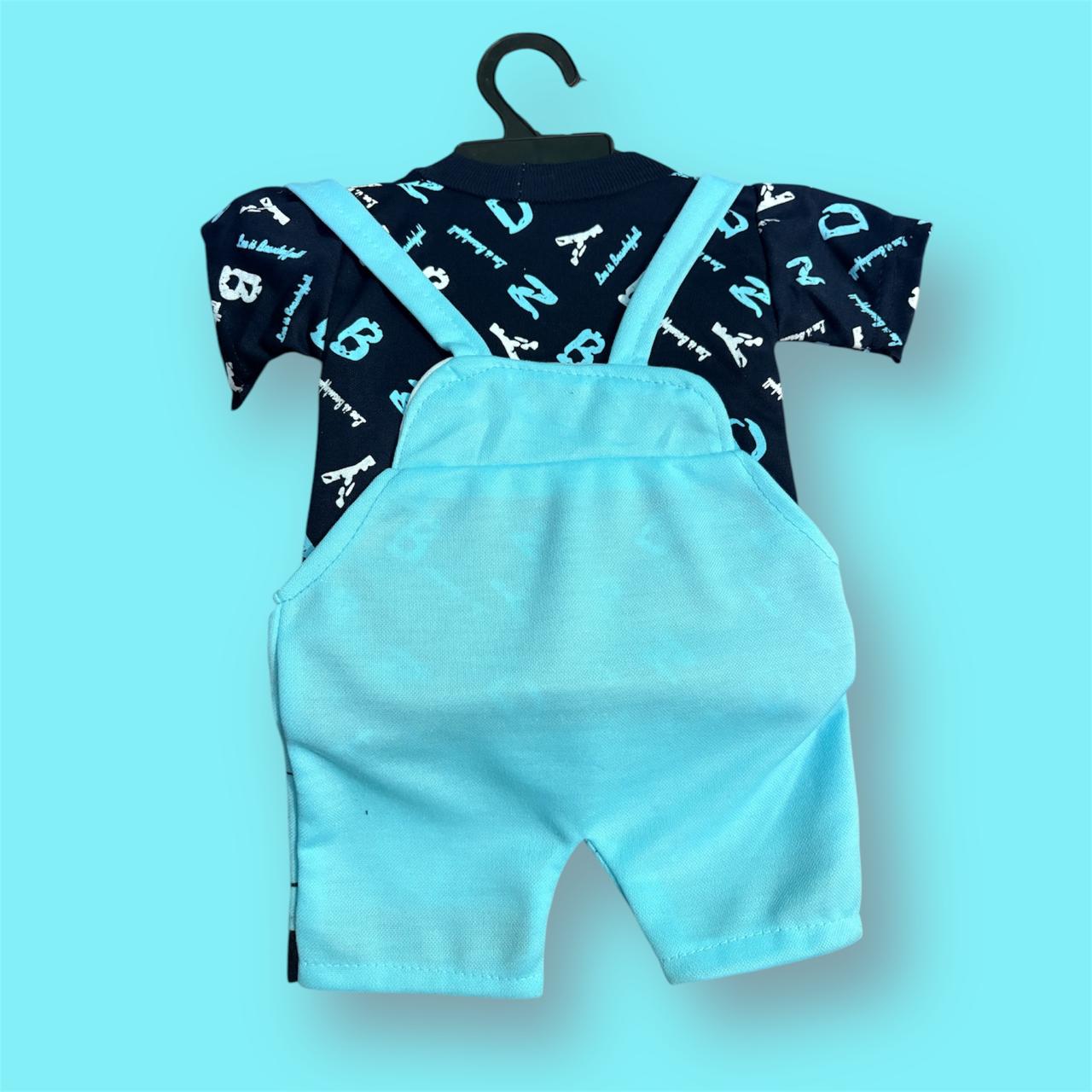 New Born Baby Boy's And Baby Girl's Cotton Denim Dungaree Dress Clothing Set (0-6 Months, sky blue)