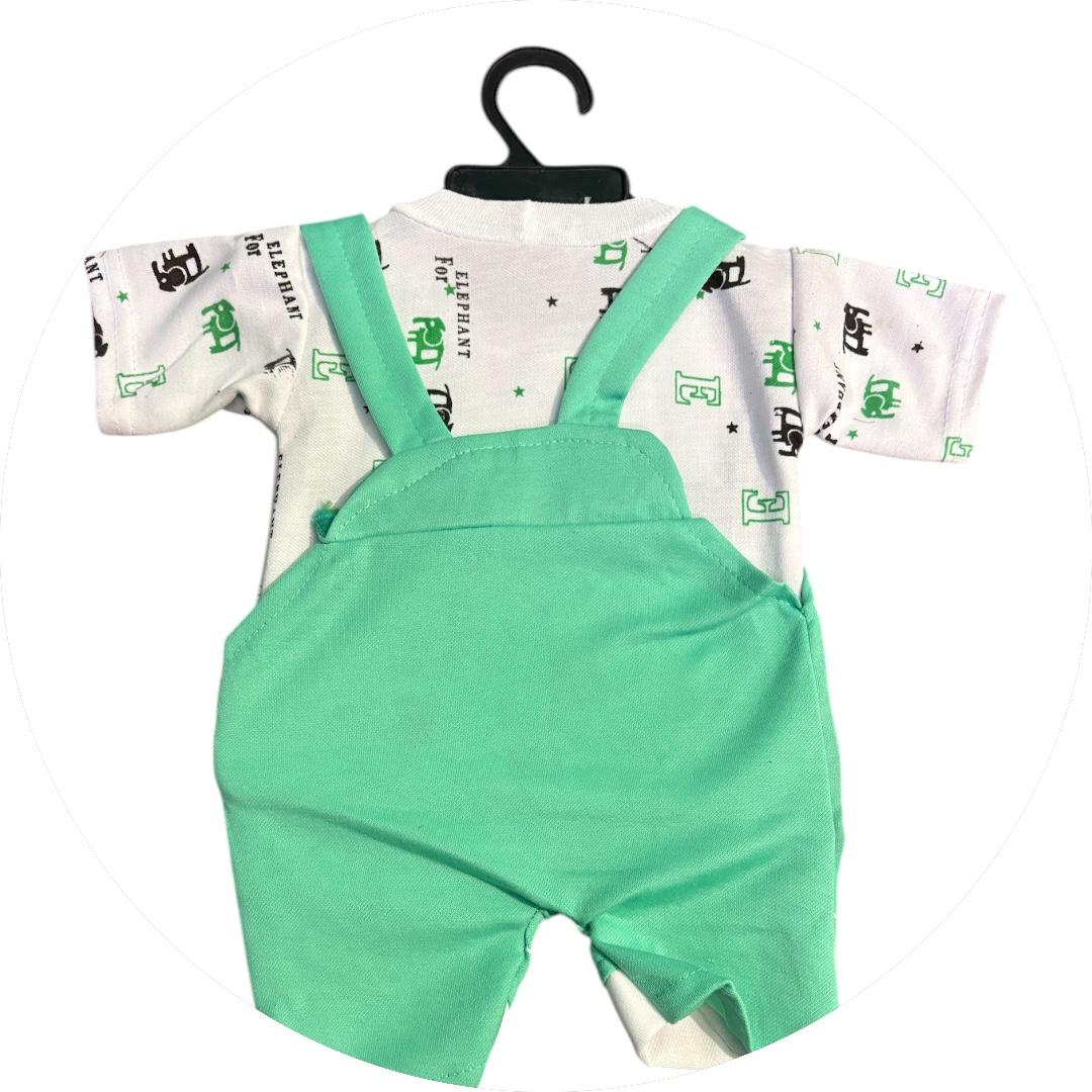 New Born Baby Boy's And Baby Girl's Cotton Denim Dungaree Dress Clothing Set (0-6 Months, green