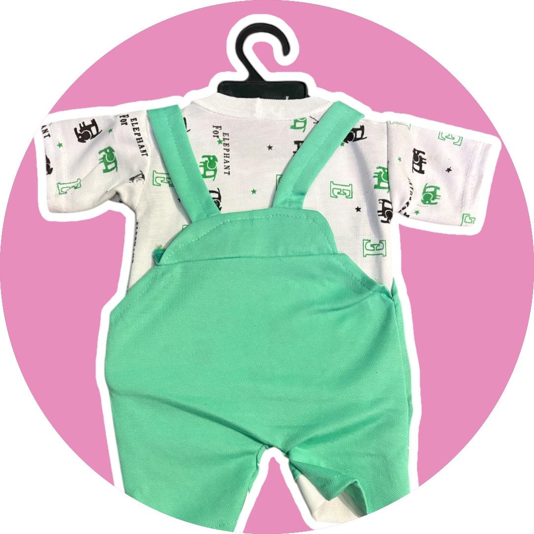 New Born Baby Boy's And Baby Girl's Cotton Denim Dungaree Dress Clothing Set (0-6 Months, green