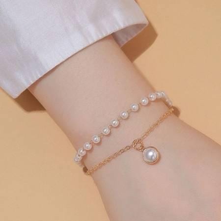 Metal, Alloy Pearl Gold-plated Bracelet