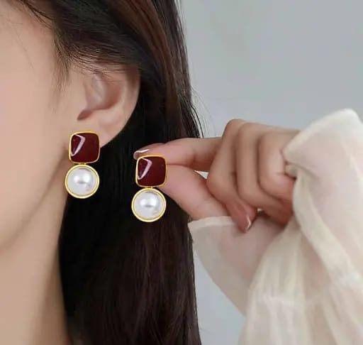 Korean Earrings for Women & Girls | Trendy Western Stud & Drop Earrings Stylish White Pearl Earrings for Party, Wedding & Daily Wear