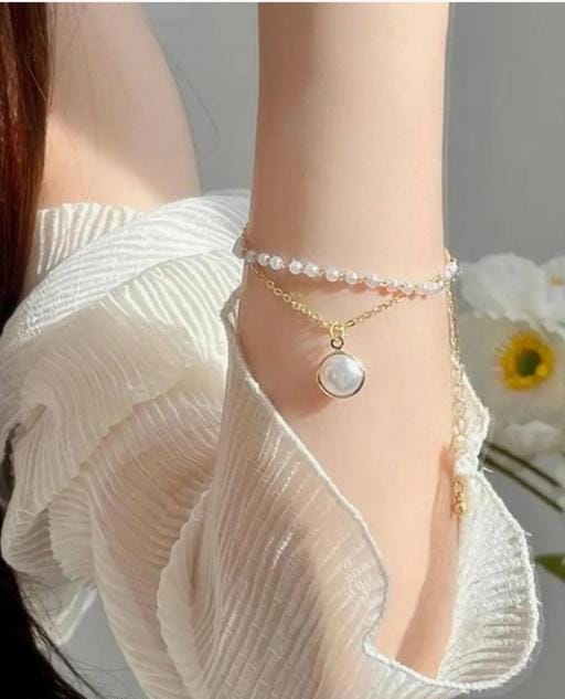 Metal, Alloy Pearl Gold-plated Bracelet