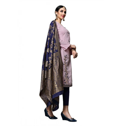 PKRKART Women's Cotton Unstitched Salwar-Suit Material With Dupatta (Pink, 2-2.5mtrs)